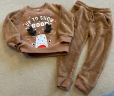 Christmas Reindeer Up to Snow Good Toddler Set Joggers Jumper 3d Brown 2-3 Years