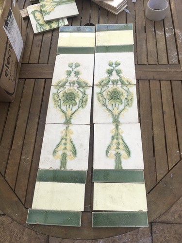 Antique fireplace tiles - antique,