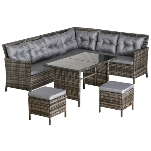 6pc garden rattan corner - 6pc,