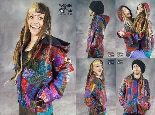 Fleece lined patchwork jacket - fleece,