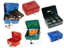 STEEL PETTY CASH MONEY BANK METAL BOX TIN SAFE SECURITY 2 KEYS LOCK WITH TRAY 