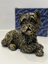 Westie West Highland Terrier Dog Ornament Figure Bronze Lying Gift