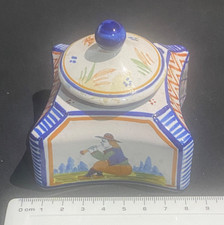 French Henriot Quimper (Brittany) Ceramic Inkwell with insert and Dip Pen Hole
