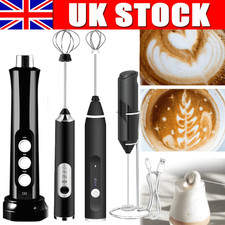UK Electric Milk Coffee Frother USB Whisk Egg Beater Handheld Drink Frappe Mixer