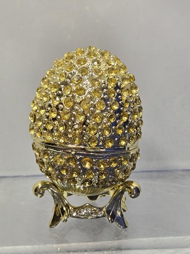 Vintage yellow rhinestone egg - yellow,