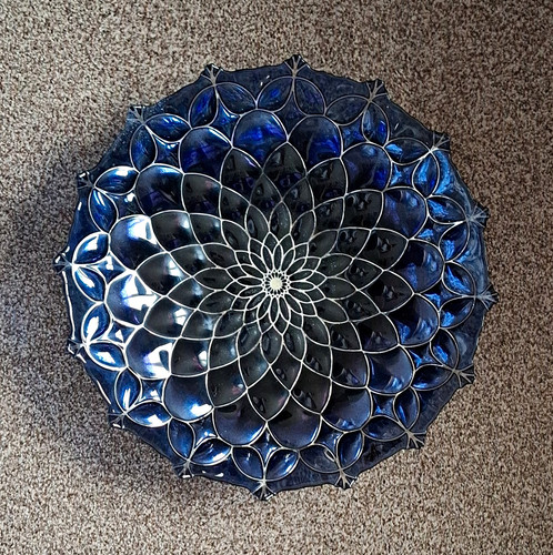 Blue silver floral - &,
