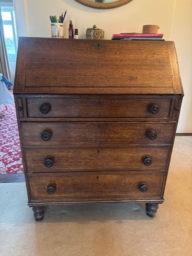 Victorian oak desk - victorian, bureau
