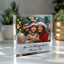Personalised Acrylic Photo Block Picture Frame Birthday Christmas Keepsake Gift