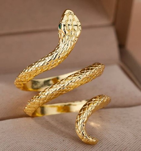 Golden snake ring - snake, jewellery
