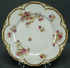 Haviland Limoges Schleiger 466M Pink White Floral & Double Gold 8 5/8 Inch Plate
