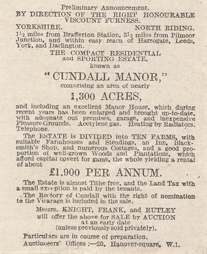 1918 cundall manor estate - cundall,