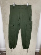 Men's Lightweight Cuffed Utility Khaki Cargo Trousers Size W32 L30 Straight