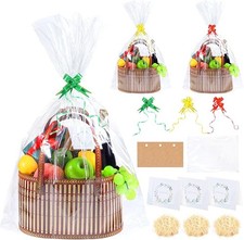 BAIEGOED 3pcs Empty Hamper Basket Gift Set - Small & Medium Wicker Boxes with Ce