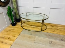 John Lewis Langham Oval Glass Coffee Table, Brass Rrp £279 R18