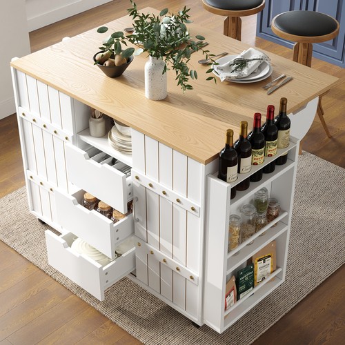 Kitchen island with drop leaf - kitchen,