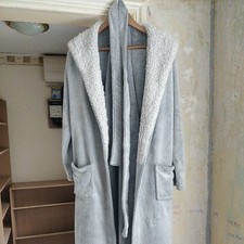 Grey Fleece Hooded Robe,From New Look,Size Medium