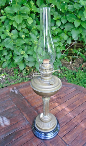 Antique brass oil lamp duplex - brass,
