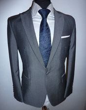 Men's WILVORST Grey Wool Mohair Sharkskin Suit Jacket Blazer Sports Coat 40 R