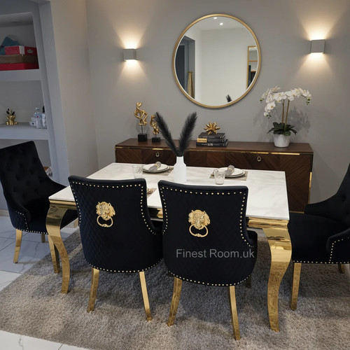 White gold louis dining table - white,