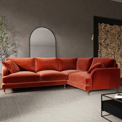 Burnt orange velvet seater - burnt, 4