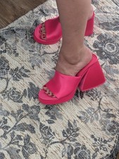 Zara Pink Chunky  High Block Heel Platform Sandals UK 6.5