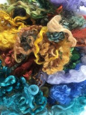 Curly Wool Locks - Hand Dyed.  30gm bag of mixed colours