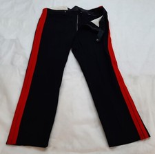 Army Dress Trousers Double  Red Stripe Vintage Cavalry Pattern No1 Uniform W 39"