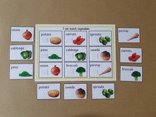 Vegetables Matching Game, Handmade, teaching resource, toddlers, EYFS, Autism