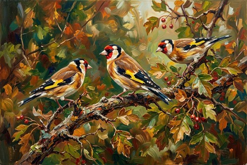 Goldfinch birds canvas - birds, picture
