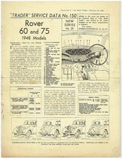 ROVER P3 60 & 75 SALOON ORIG. 1948 MOTOR TRADER TECHNICAL DATA/SERVICE BULLETIN