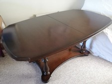 Vintage Carved Extendable Mahogany Stag Minstrel Madrigal Dining Table