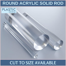 Clear Acrylic Solid Rod Round Bar Perspex Plastic Cut To Size  Various Diameters