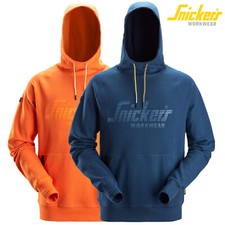 Snickers Mens Workwear Logo Hoodie Sweatshirt Jumper Orange Blue - 2894