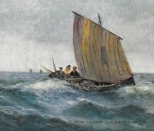 Edwardian C.W Faulkner Postcard Deal Lugger Boat Ship At Sea Kent Interest