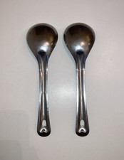 2 x Modern Serving Spoons. Stainless Steel. Hanging Hole in Handle.