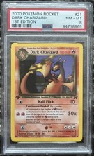 2000 Pokemon TCG Rocket Dark Charizard 1st Edition WOTC Non-Holo 21/82 PSA 8