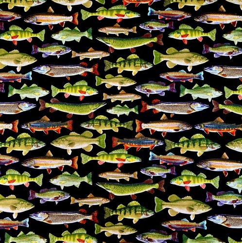 Fat quarter fish angler sea - fat,