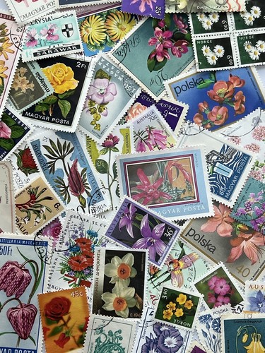 Flowers 100 postage stamps - flowers,