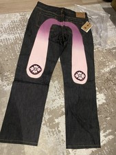 Evisu Mens Denim Jeans  Large Purple  Logo - Size 34 x  34 - New