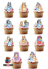 22 x Edible | Premium Wafer Card | Cupcake Cake Toppers *PRE CUT* Bluey Birthday