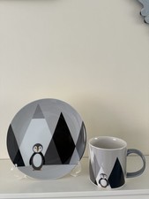 Habitat Penguin Side Plate & Mug Set - New But Slight Marks on Plate As Shown.