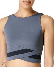 Sweaty Betty All Day Wrap Waist Tank Workout Running Fitness Bra Top Blue Size M