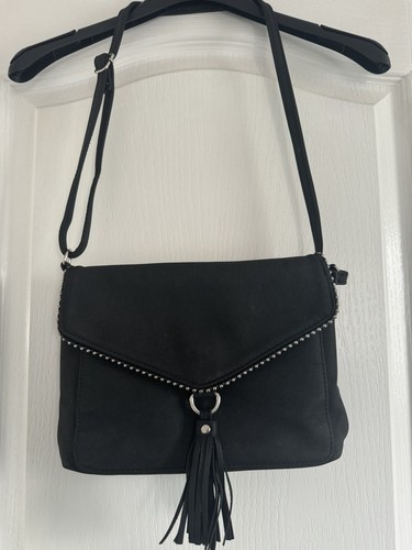 Black grey studded handbag - black/grey,