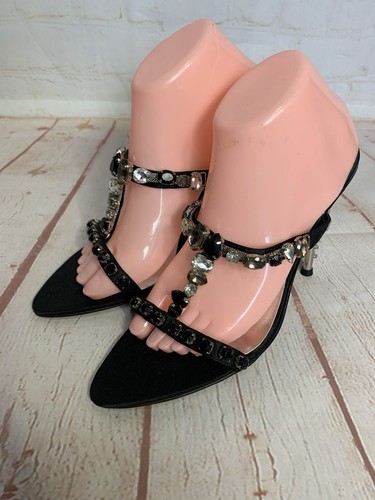 Unze black bar jewelled high - black,