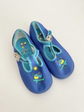 Vintage Clarks Children's Blue Doodles Buckle Shoes Size 7F Deadstock