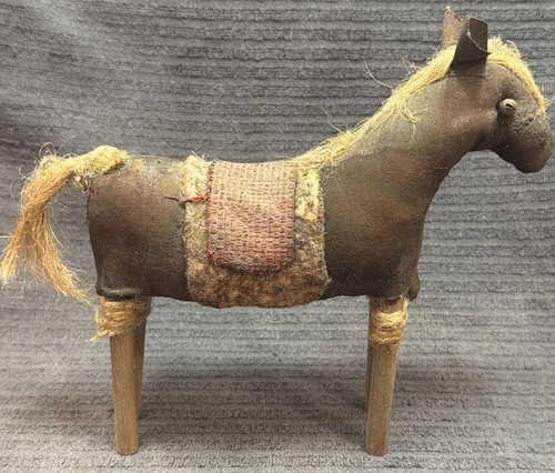 Vtg antique rag doll - rag, horse