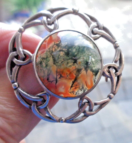 Iona moss agate brooch - agate,