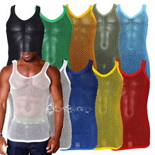 Mens String Mesh Vest Fitted