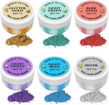 Edible Glitter 6 x 3g, Edible Glitter for Drinks Lustre Dust Edible 6 Color Set