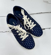 Women’s Lands End Pumps Blue & White Spotty Sneakers Low Top Trainers Shoes Sz 7